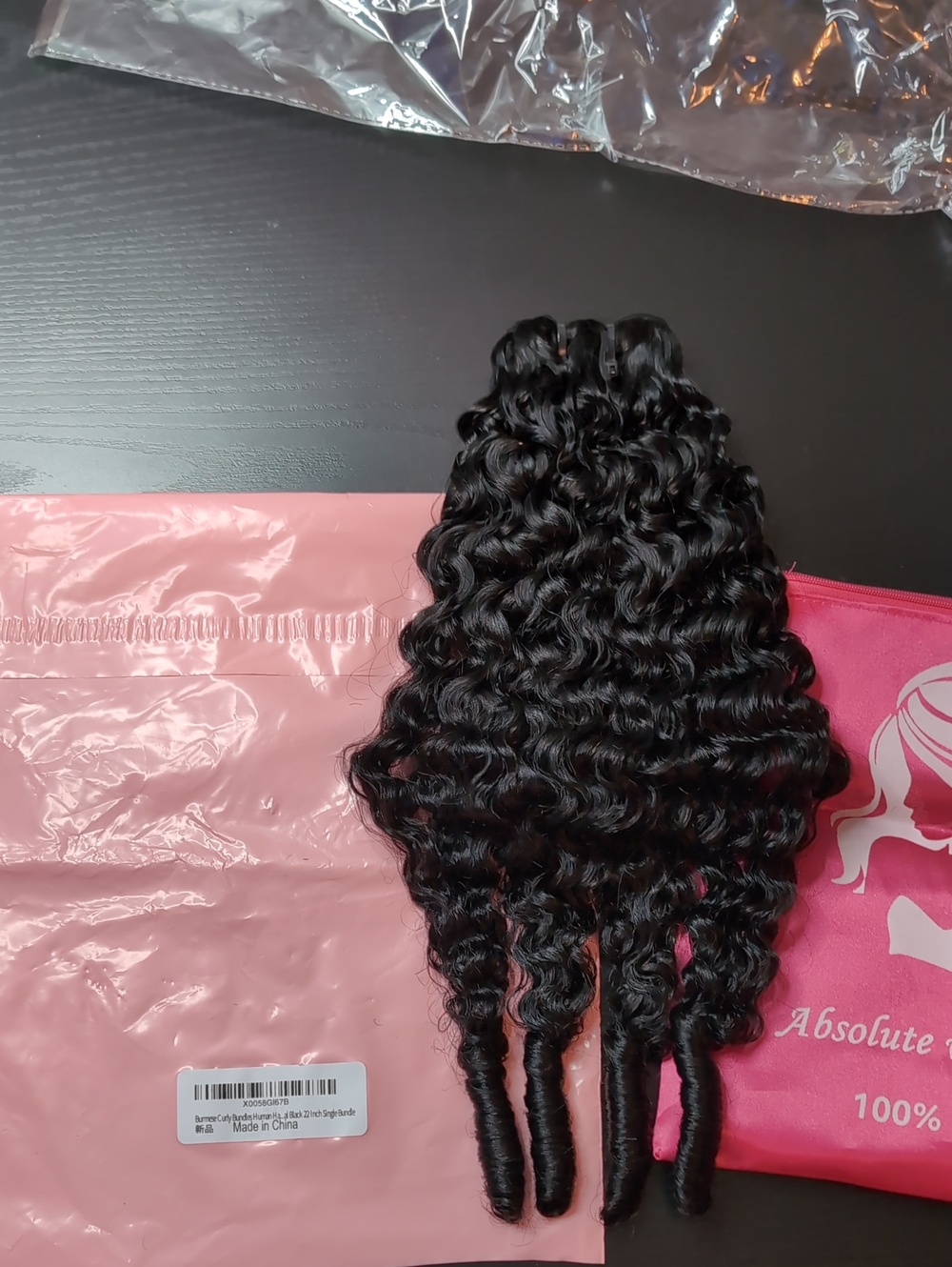 22-in 15a Quick Weave Burmese Curly Hair Single Bundle Spiral End Natural Black